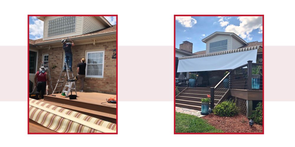 Retractable awning over back deck